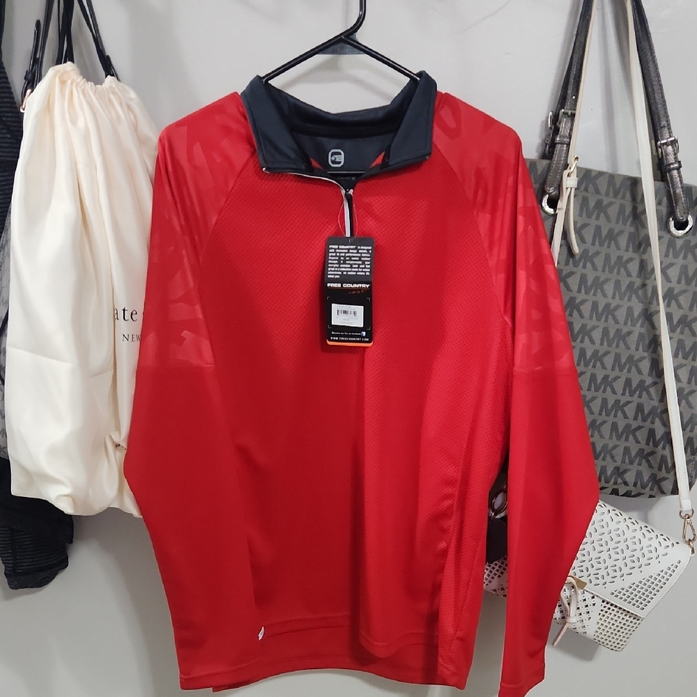Free Country Red and Black Quarter-Zip Jacket